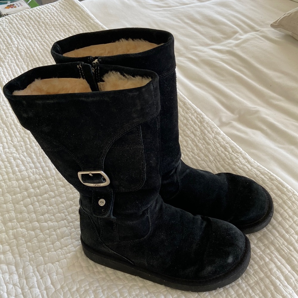 Ugg Australia black suede zip up boots